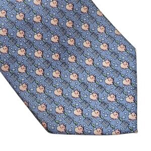 Vineyard Vines Custom Collection Mens Pig B Dollar Sign Blue Silk Neck Tie